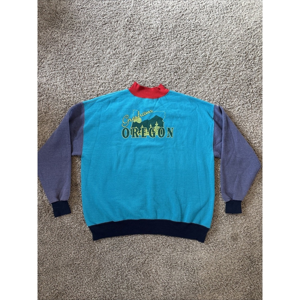 Vintage Oregon Greaham Sweatshirt Women's Large L 90s Made In USA Color Block